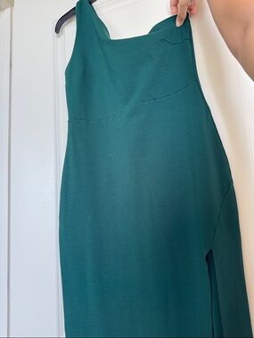 Lulu's Teal One-Shoulder Midi Dress
